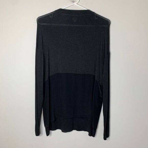 Aritzia Wilfred Blouse Top Long Sleeve Half Silk Mock neck Heathered Black XS - Picture 14 of 14